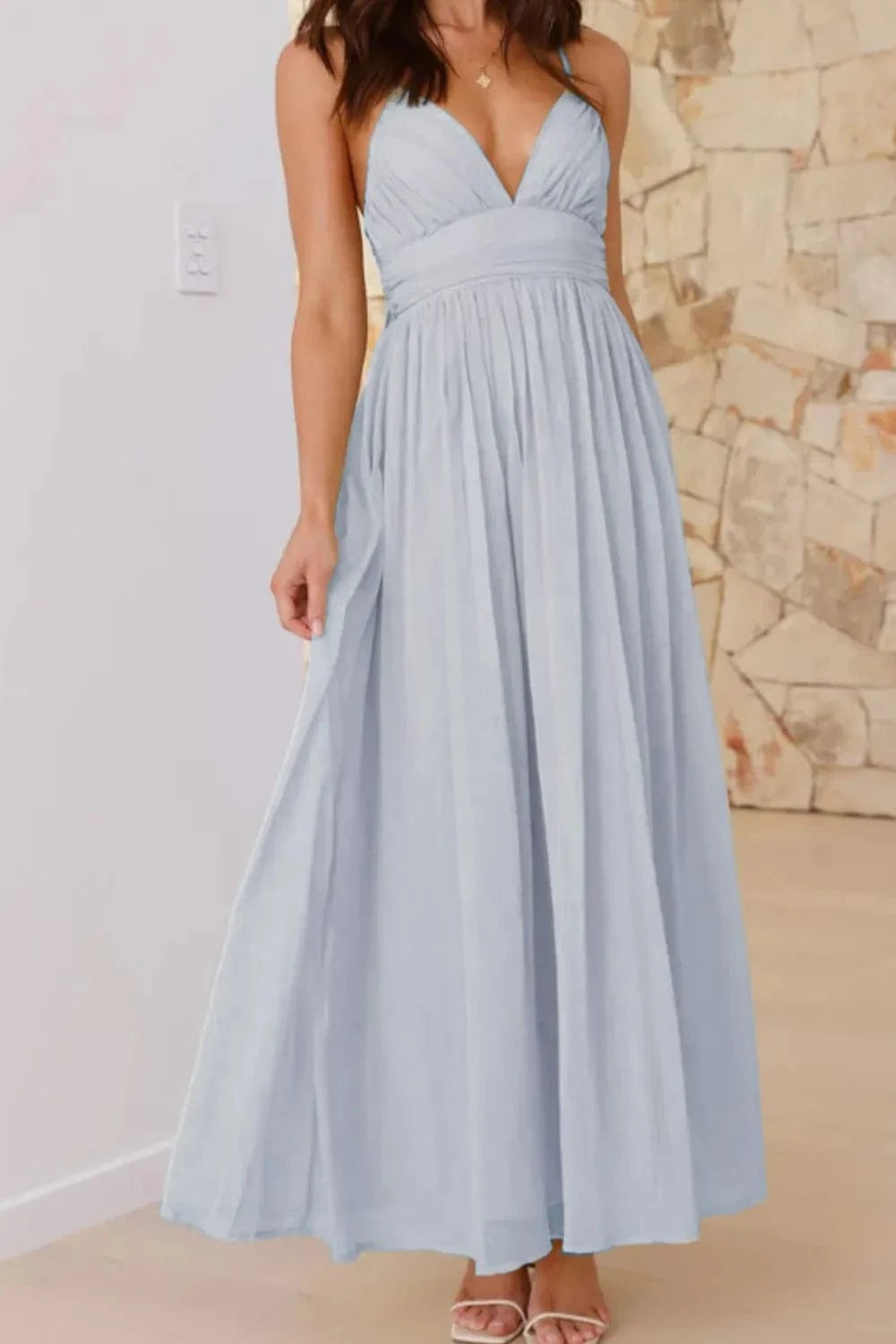 Ruched V - Neck Cami Dress - ShalayeFashion
