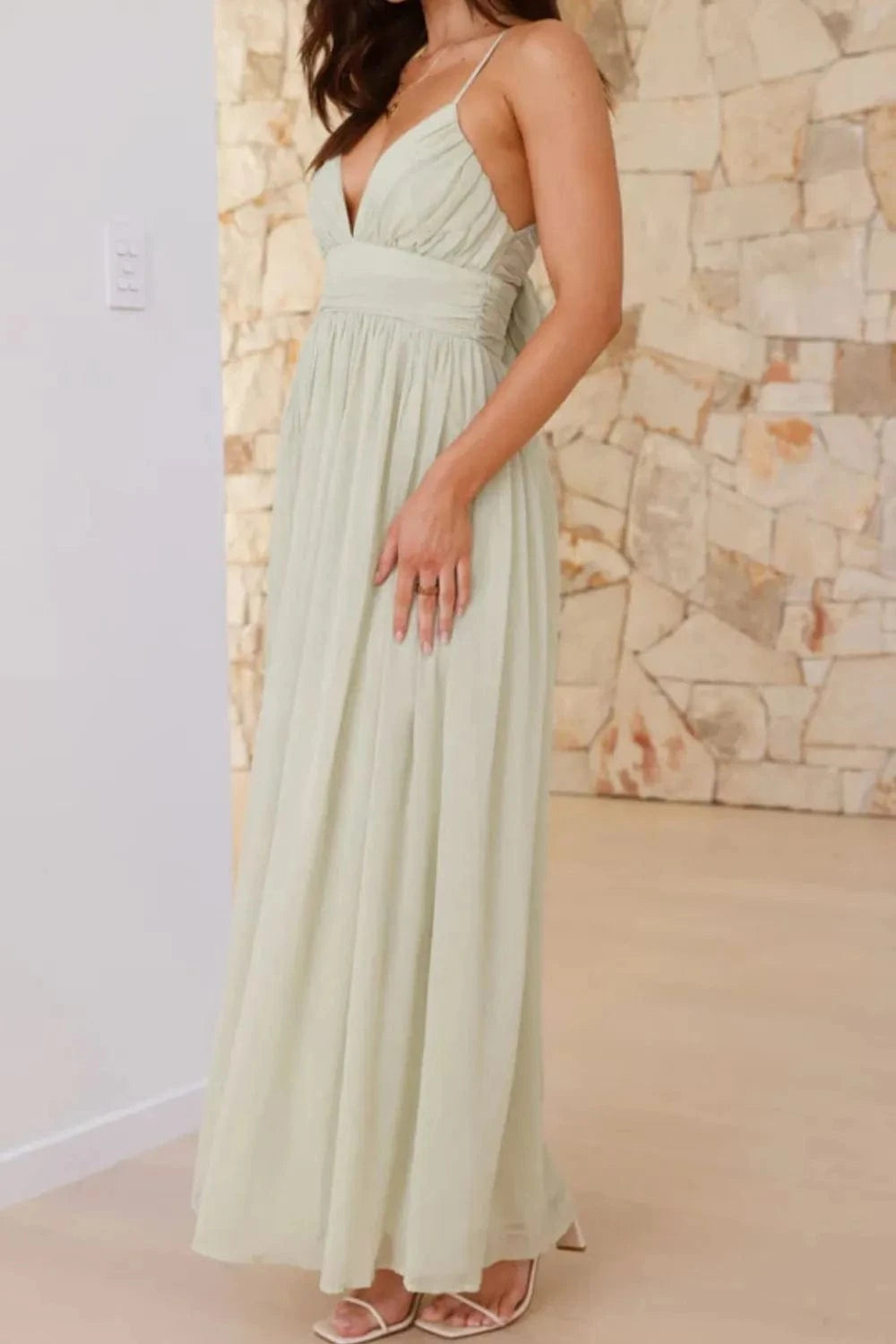 Ruched V - Neck Cami Dress - ShalayeFashion