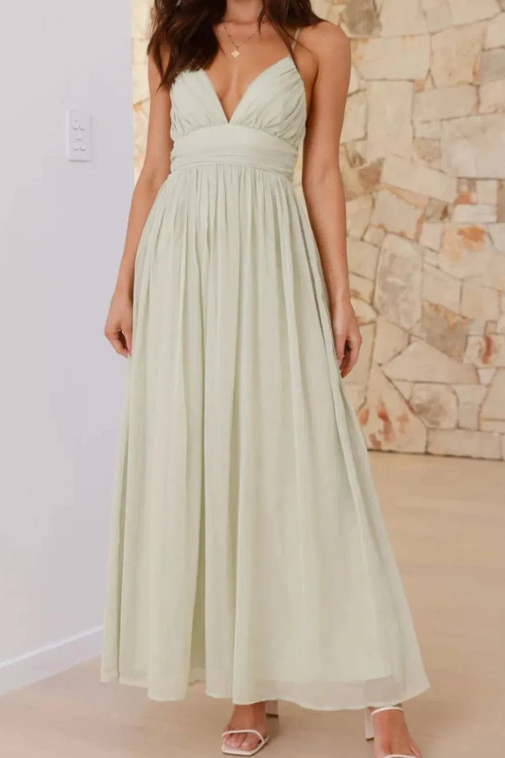 Ruched V - Neck Cami Dress - ShalayeFashion