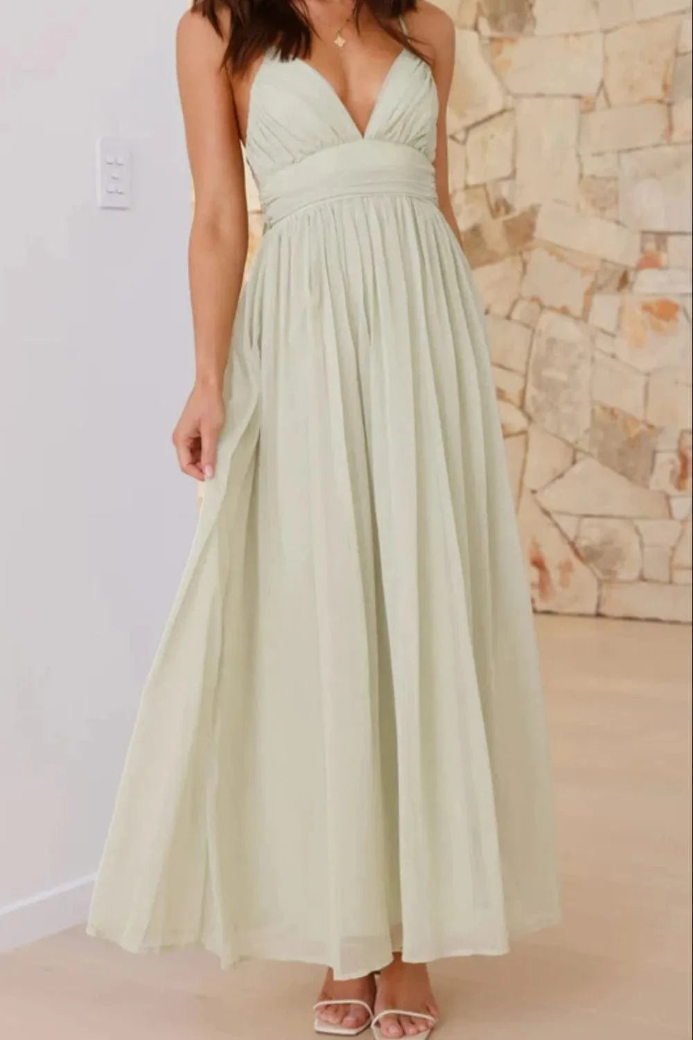 Ruched V - Neck Cami Dress - ShalayeFashion