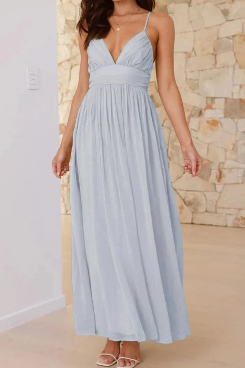 Ruched V - Neck Cami Dress - ShalayeFashion