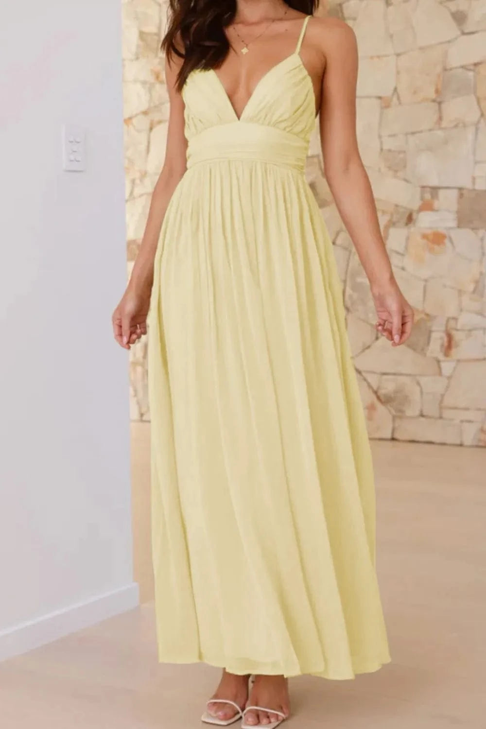 Ruched V - Neck Cami Dress - ShalayeFashion