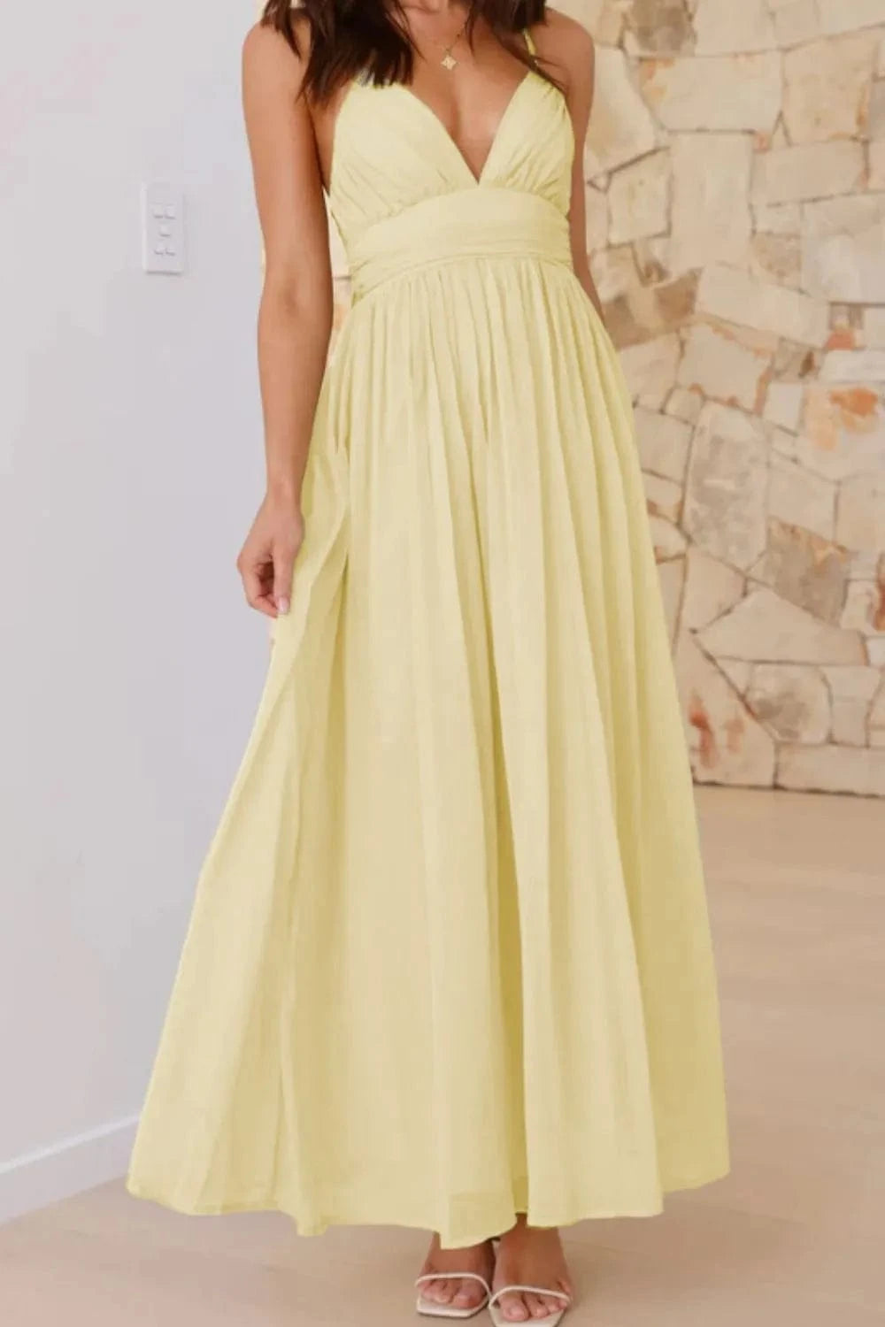 Ruched V - Neck Cami Dress - ShalayeFashion