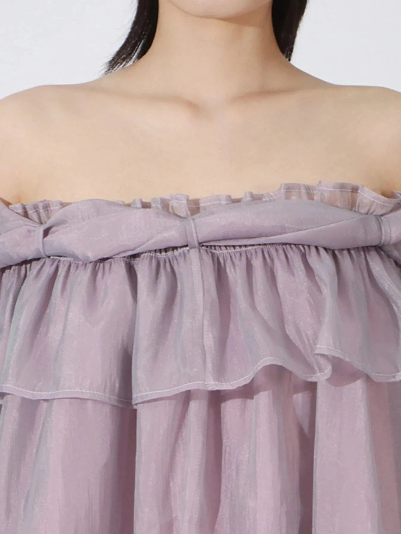 Ruffled Off - Shoulder Flounce Sleeve Blouse - ShalayeFashion