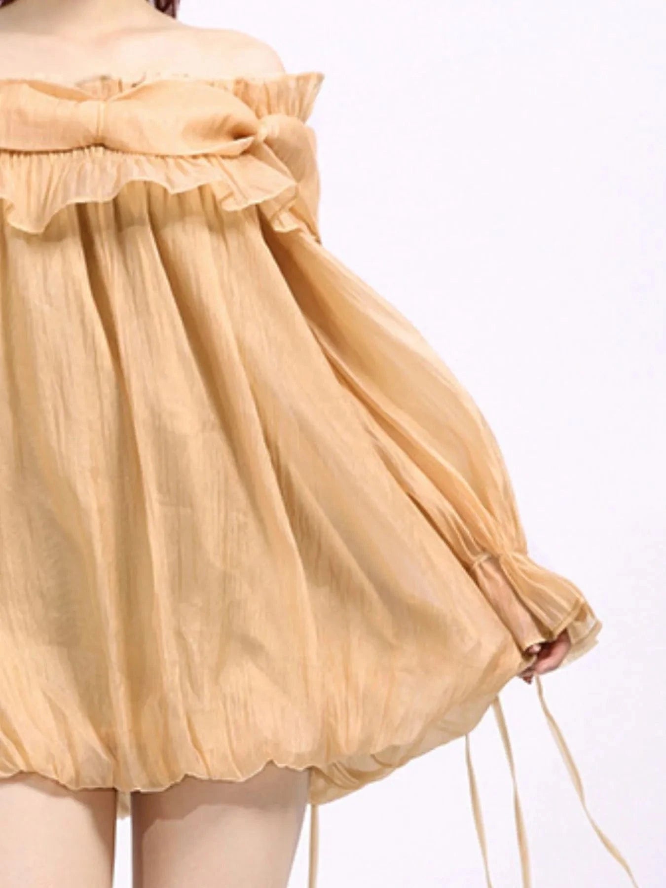 Ruffled Off - Shoulder Flounce Sleeve Blouse - ShalayeFashion