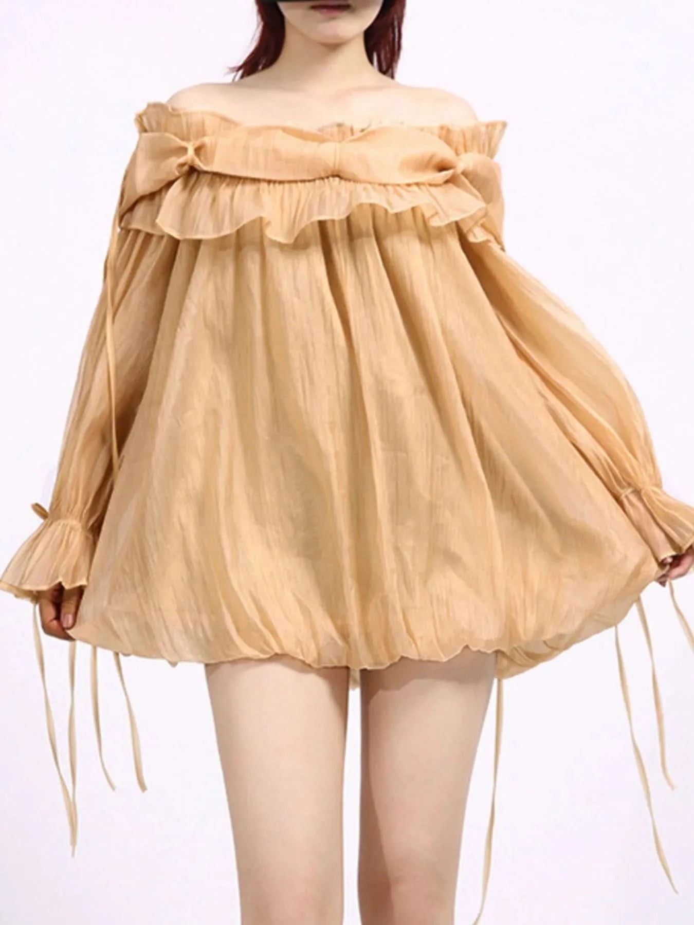 Ruffled Off - Shoulder Flounce Sleeve Blouse - ShalayeFashion
