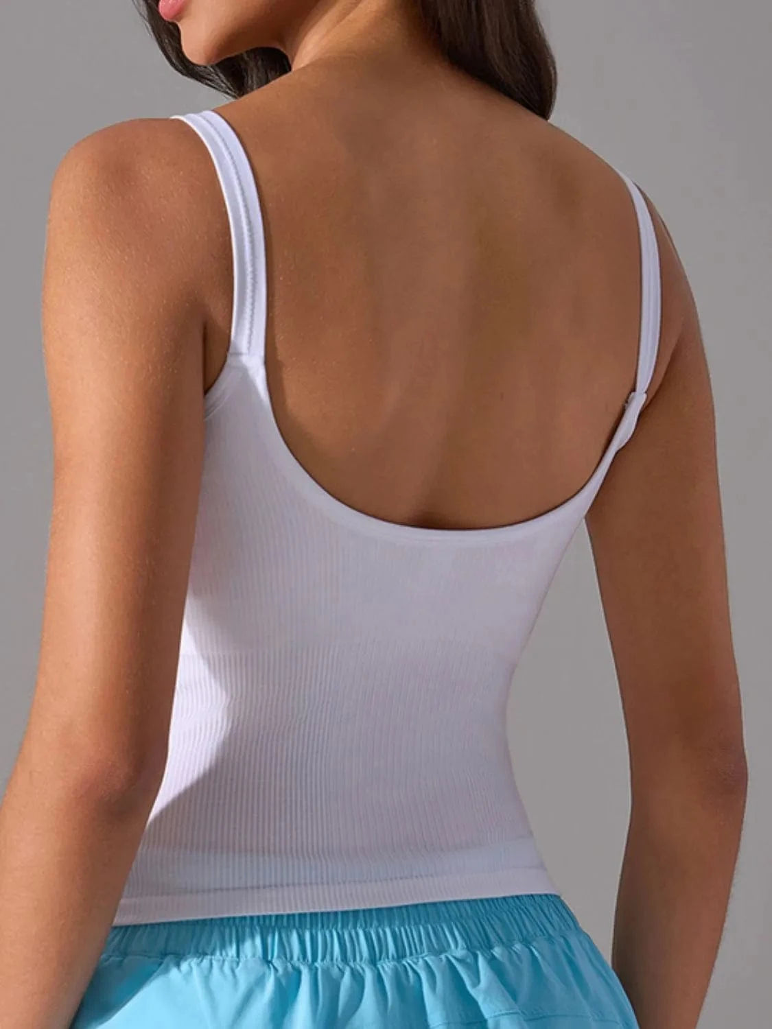 Scoop Neck Active Tank with Detachable Chest Pads - ShalayeFashion