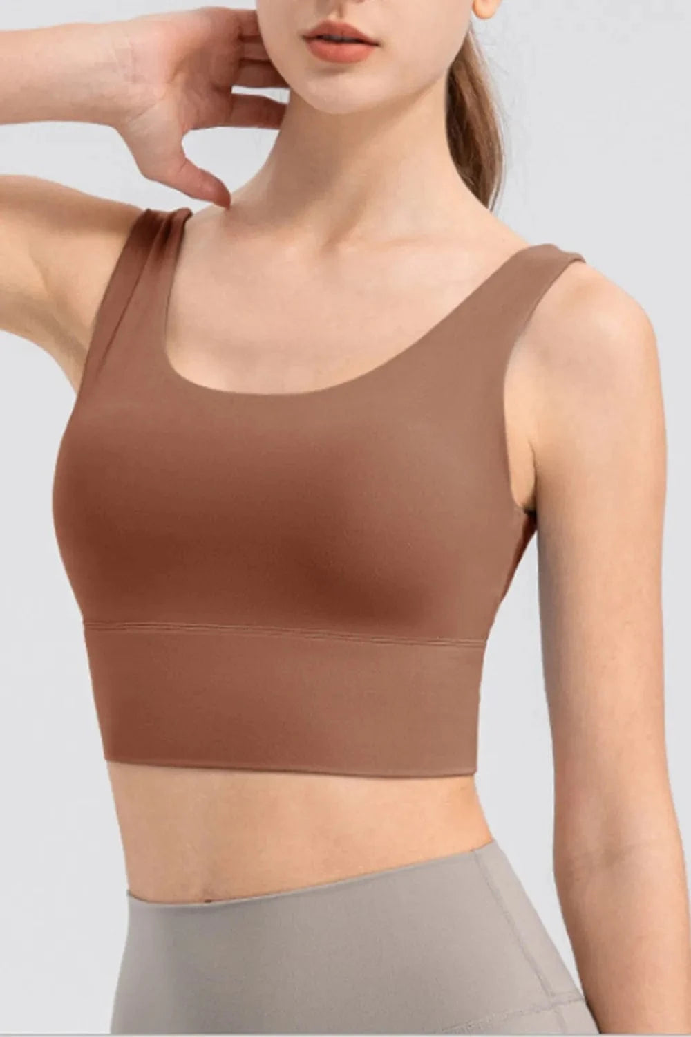 Scoop Neck Wide Strap Active Tank - ShalayeFashion