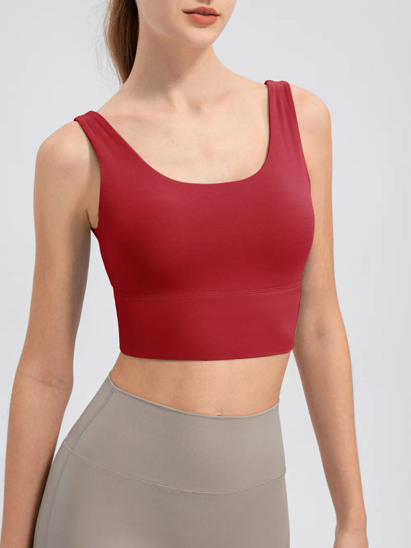 Scoop Neck Wide Strap Active Tank - ShalayeFashion