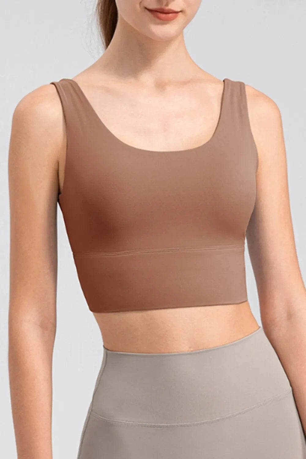 Scoop Neck Wide Strap Active Tank - ShalayeFashion