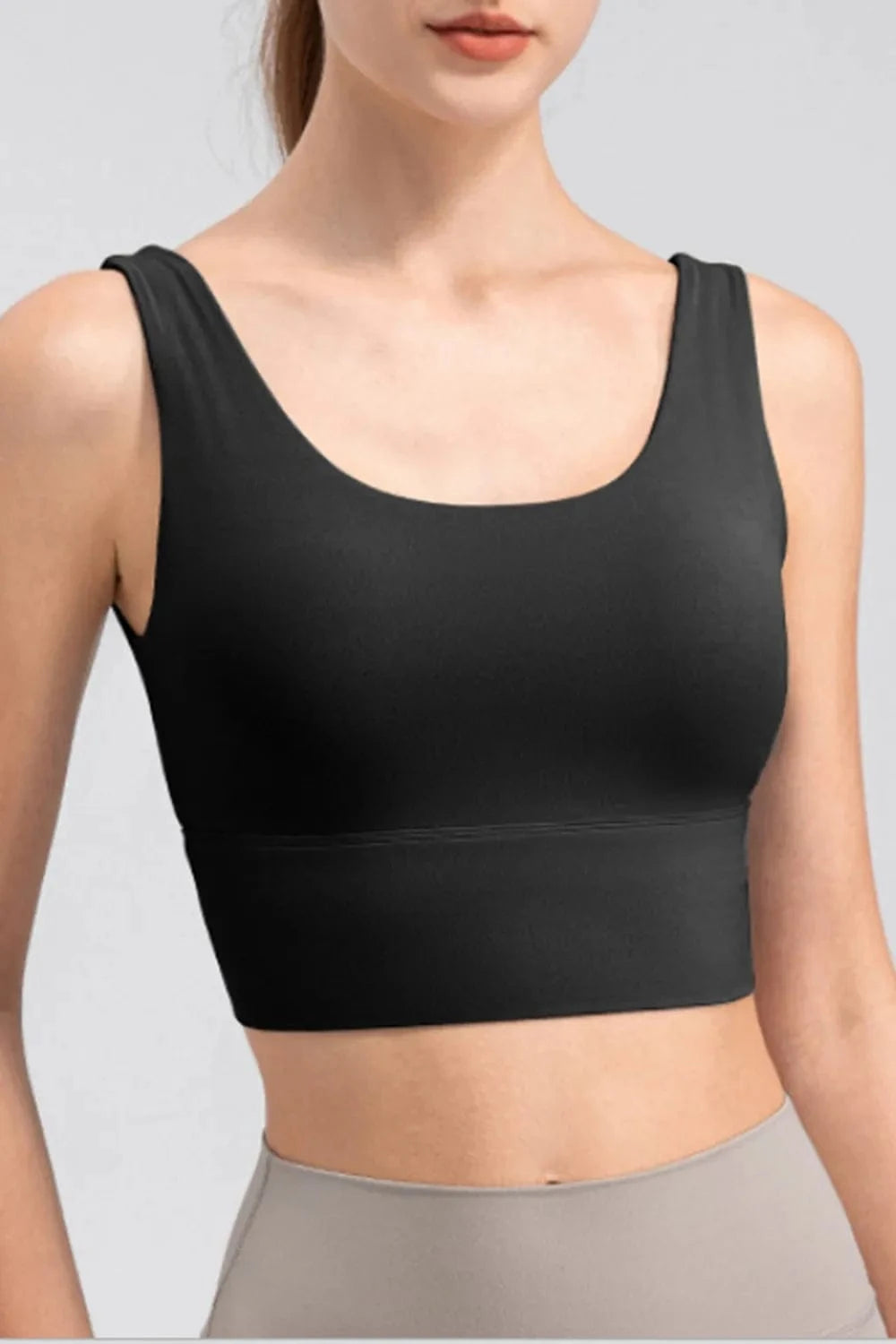 Scoop Neck Wide Strap Active Tank - ShalayeFashion