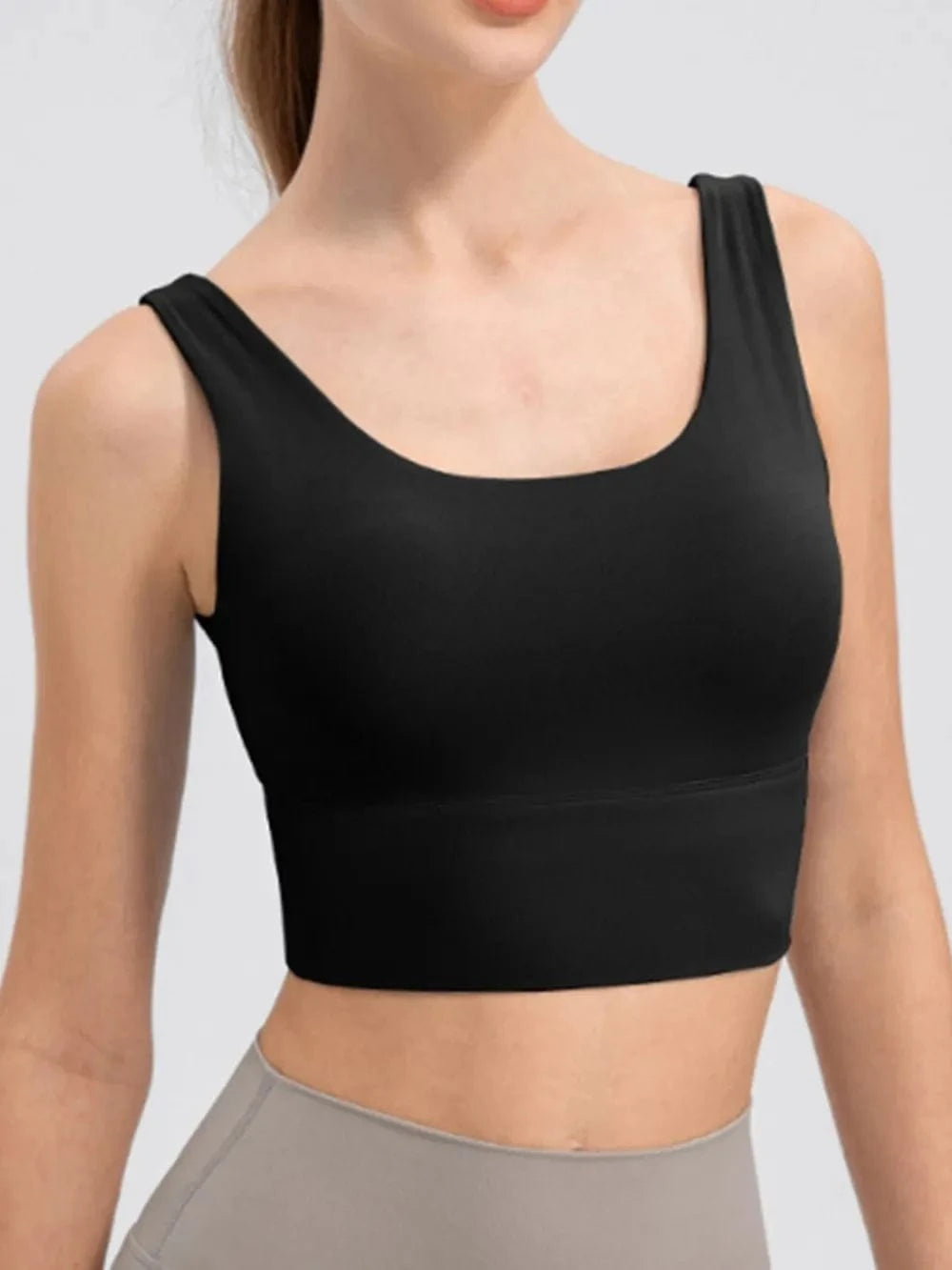 Scoop Neck Wide Strap Active Tank - ShalayeFashion
