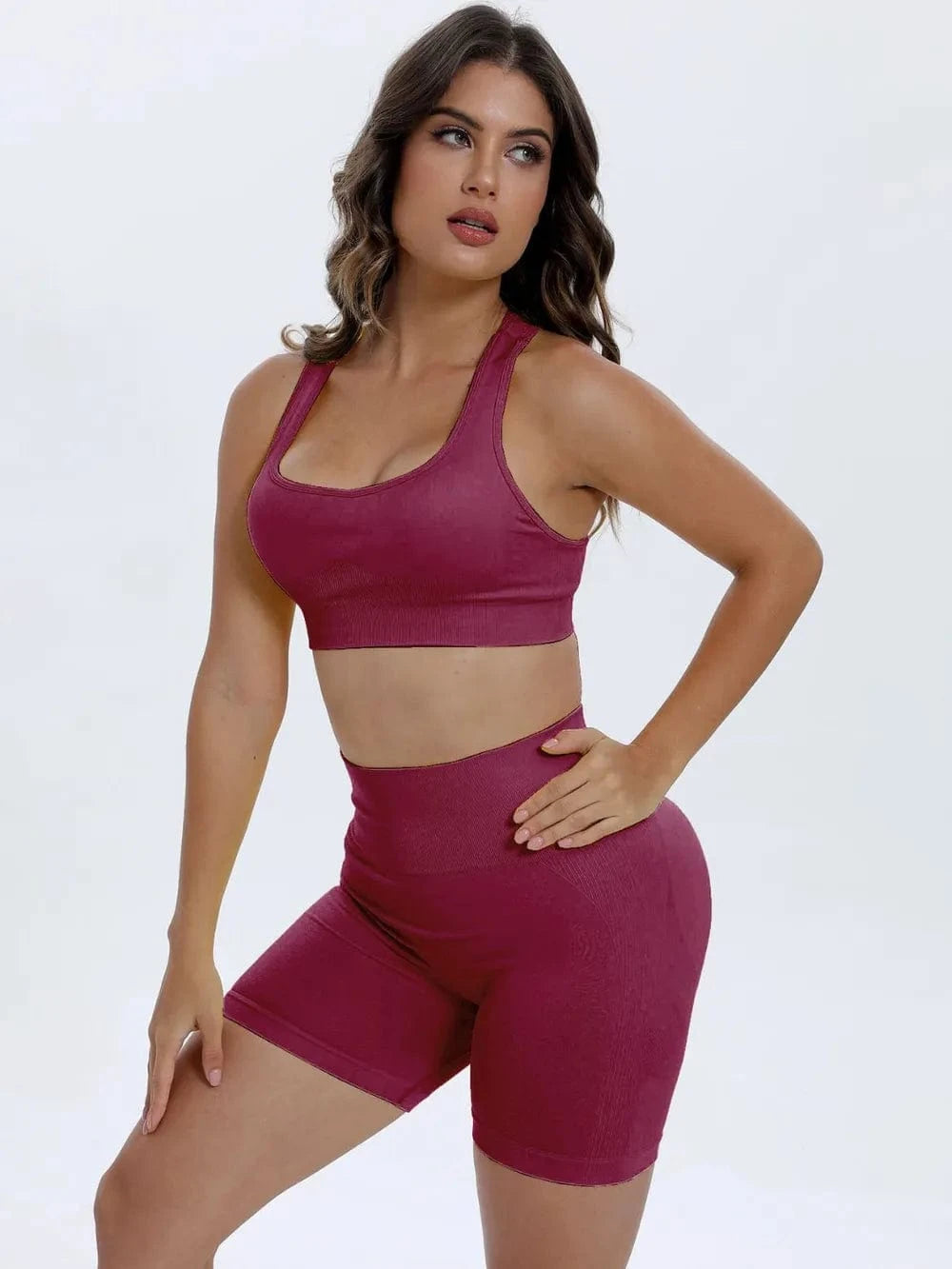 Scoop Neck Wide Strap Top and Shorts Active Set - ShalayeFashion
