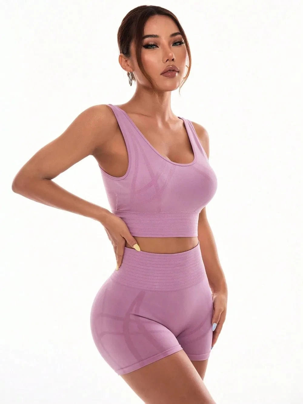 Scoop Neck Wide Strap Top and Shorts Active Set - ShalayeFashion