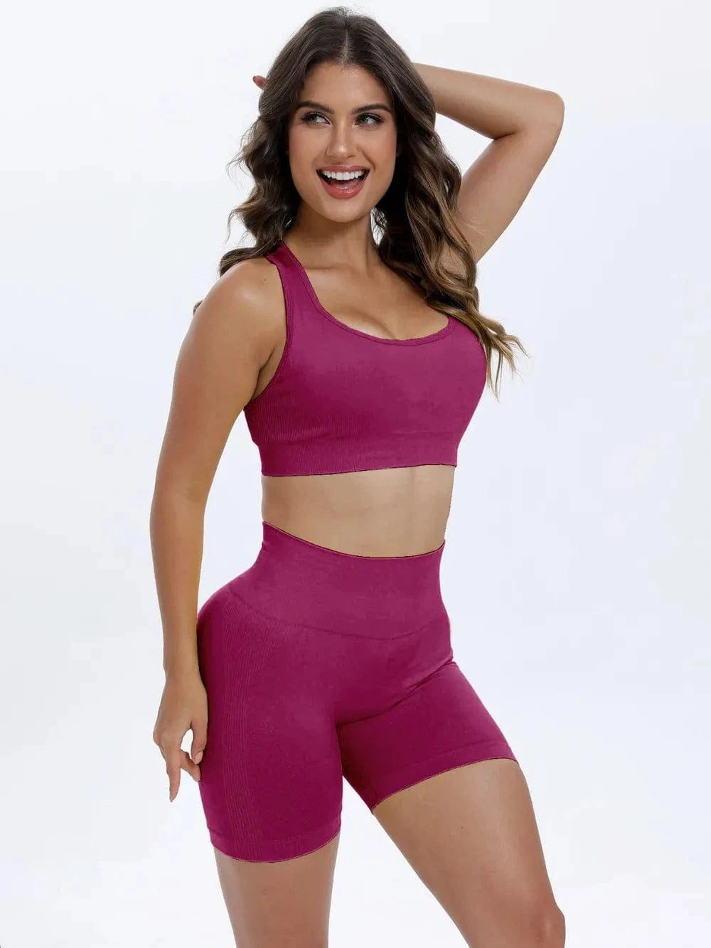 Scoop Neck Wide Strap Top and Shorts Active Set - ShalayeFashion