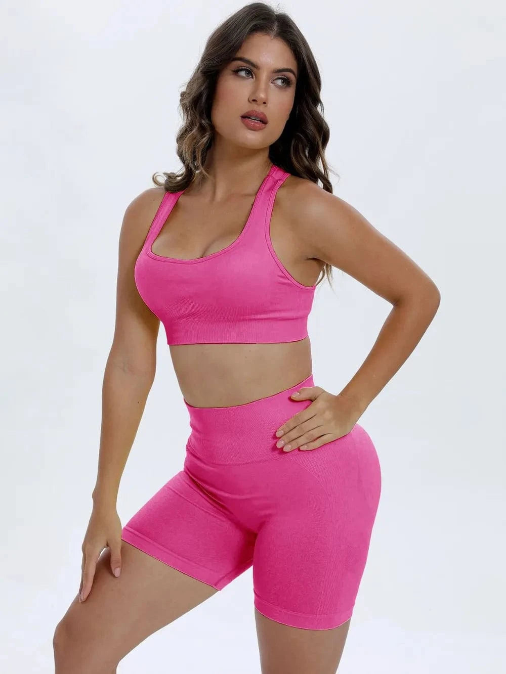 Scoop Neck Wide Strap Top and Shorts Active Set - ShalayeFashion