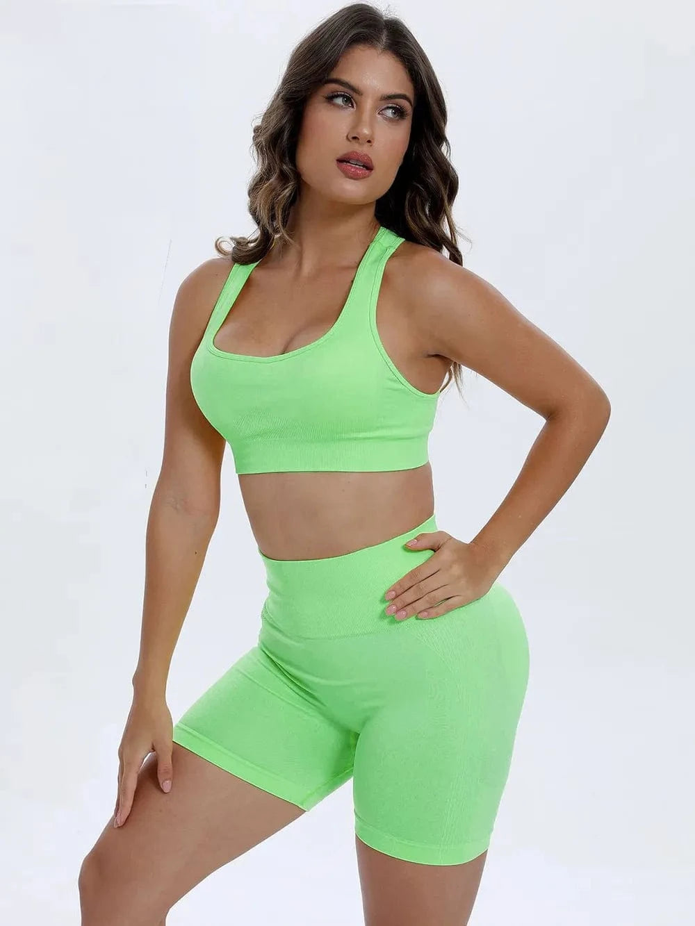 Scoop Neck Wide Strap Top and Shorts Active Set - ShalayeFashion
