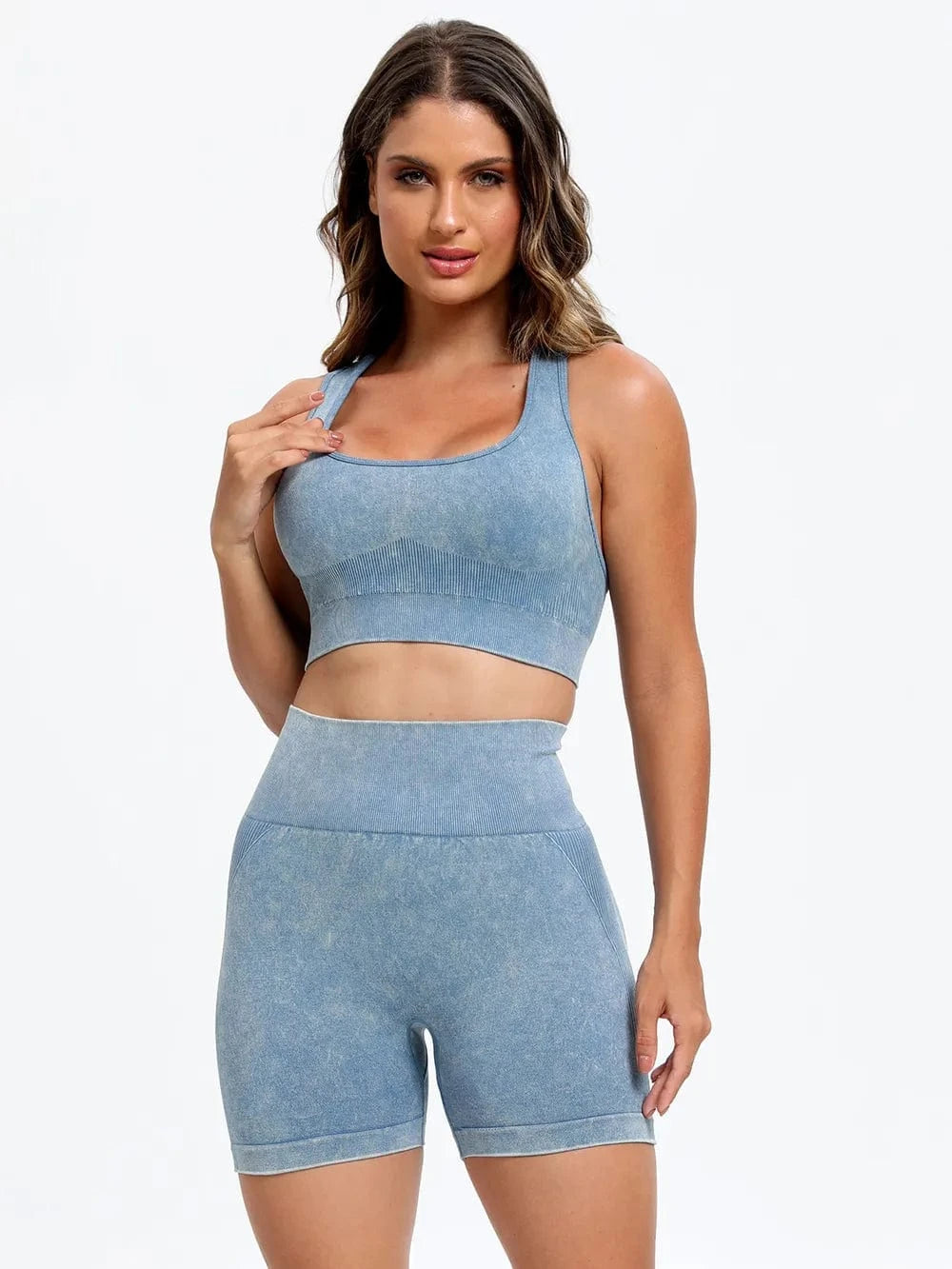 Scoop Neck Wide Strap Top and Shorts Active Set - ShalayeFashion
