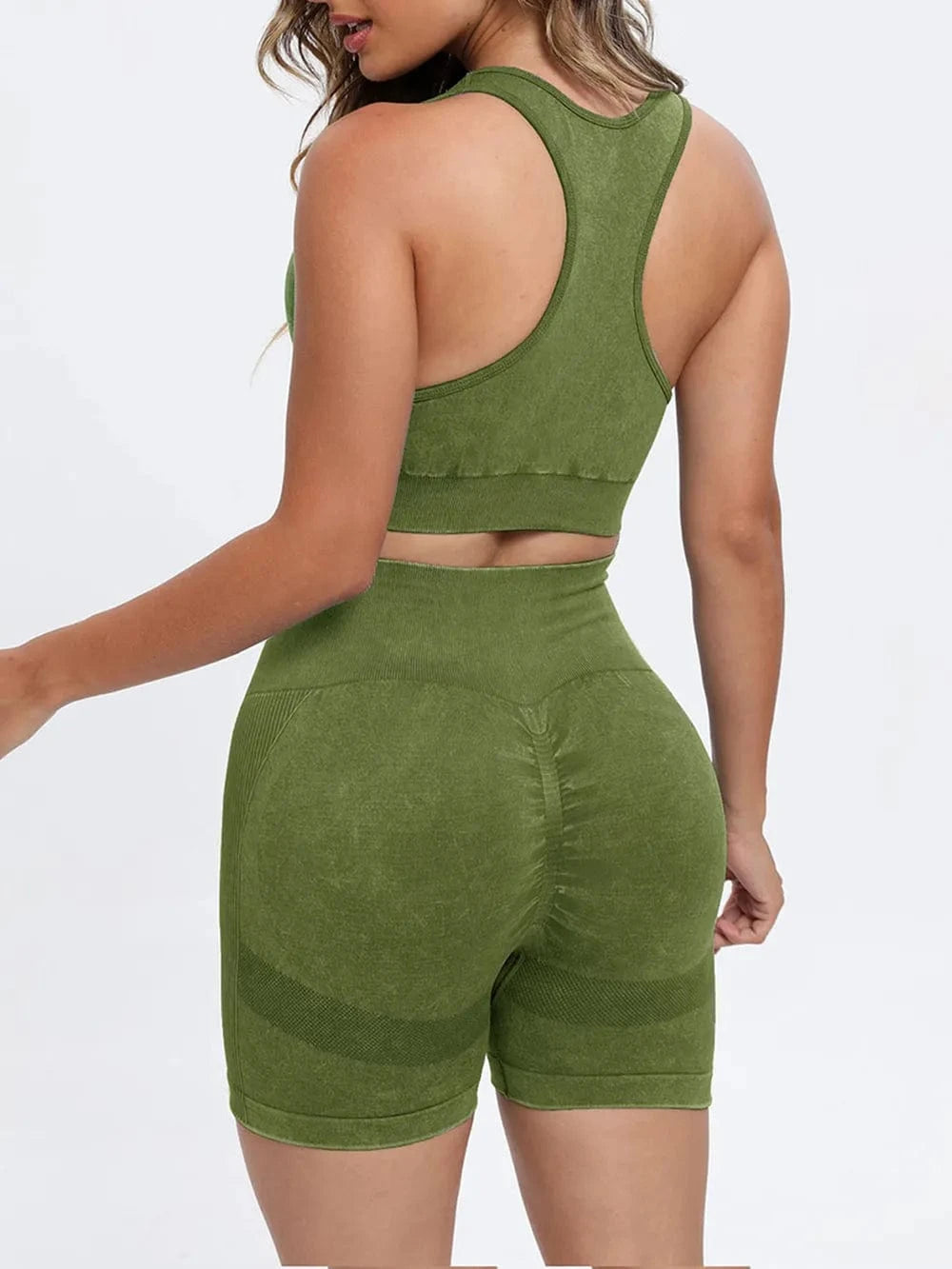 Scoop Neck Wide Strap Top and Shorts Active Set - ShalayeFashion