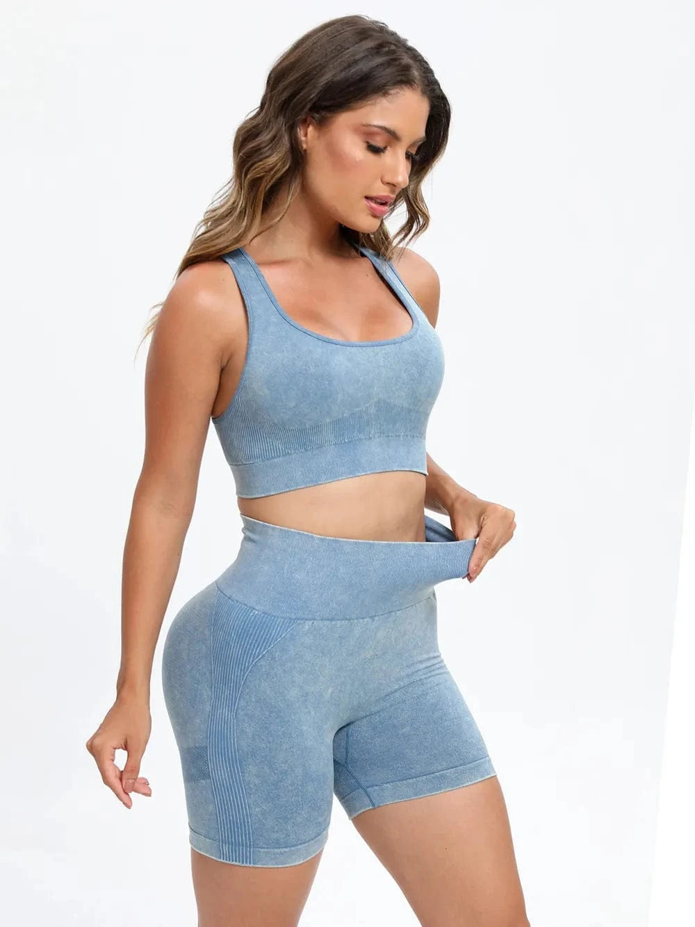 Scoop Neck Wide Strap Top and Shorts Active Set - ShalayeFashion