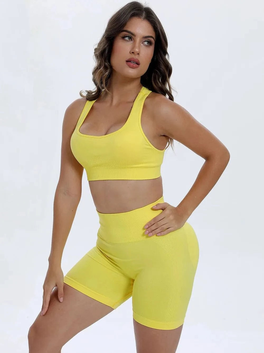 Scoop Neck Wide Strap Top and Shorts Active Set - ShalayeFashion