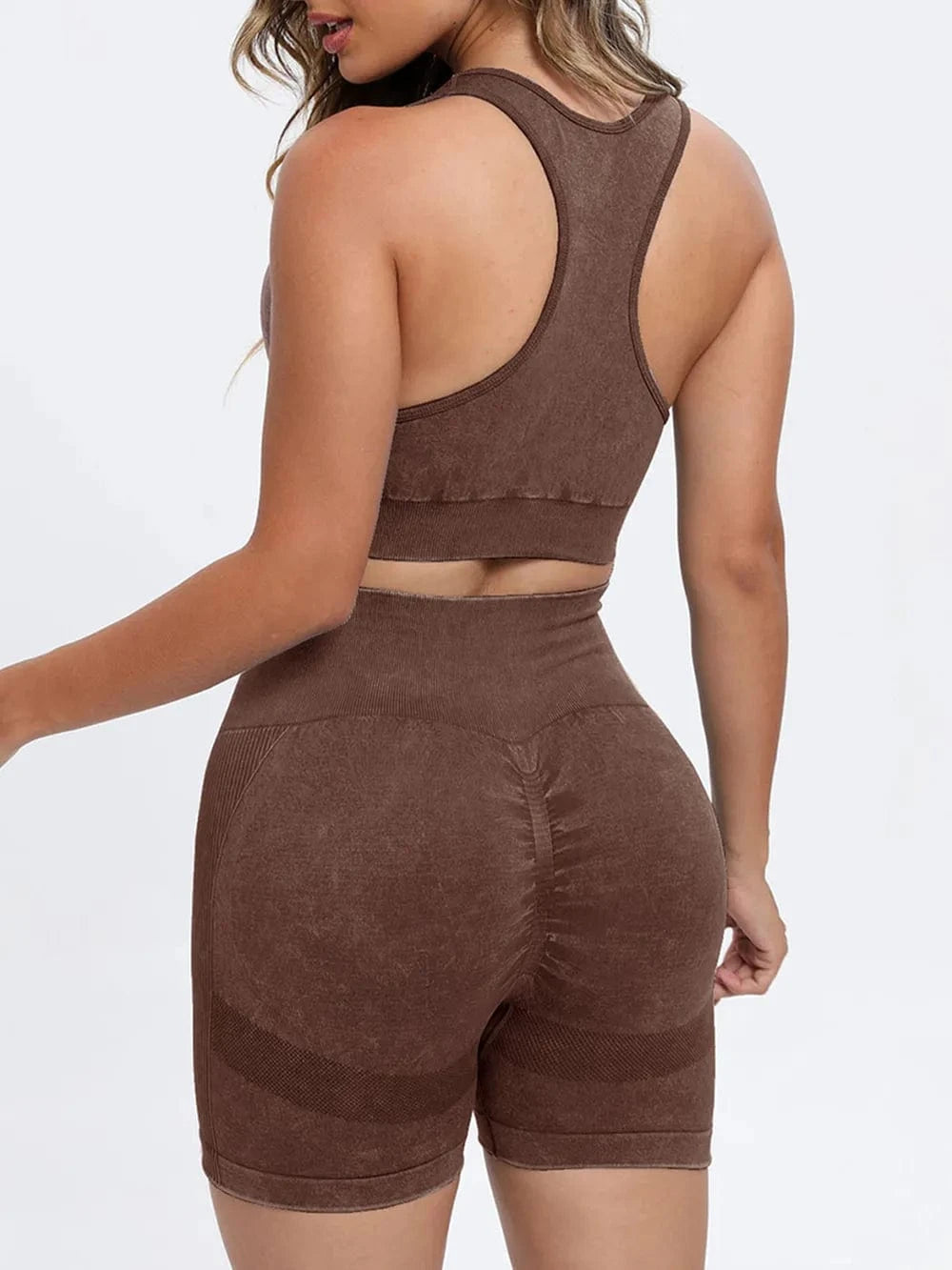 Scoop Neck Wide Strap Top and Shorts Active Set - ShalayeFashion