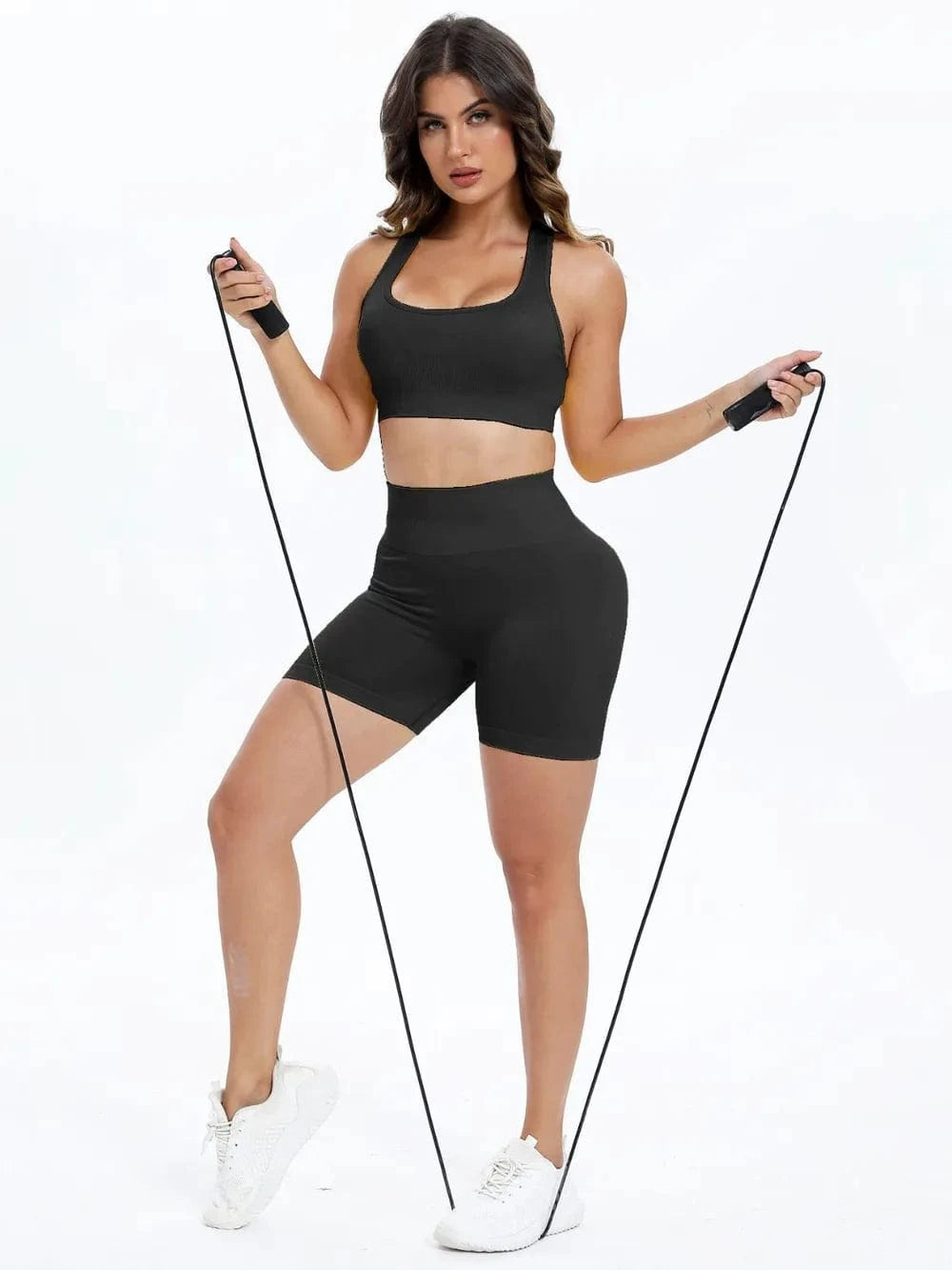 Scoop Neck Wide Strap Top and Shorts Active Set - ShalayeFashion