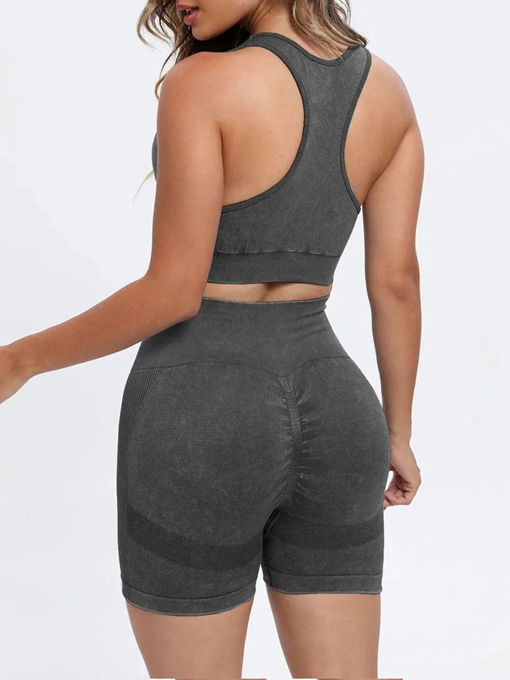 Scoop Neck Wide Strap Top and Shorts Active Set - ShalayeFashion