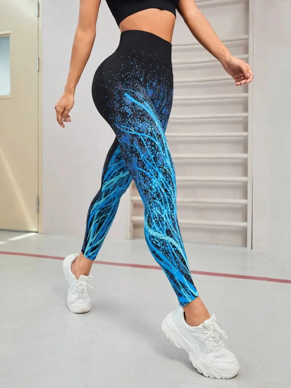 Seamless Printed High Waist Active Leggings - ShalayeFashion
