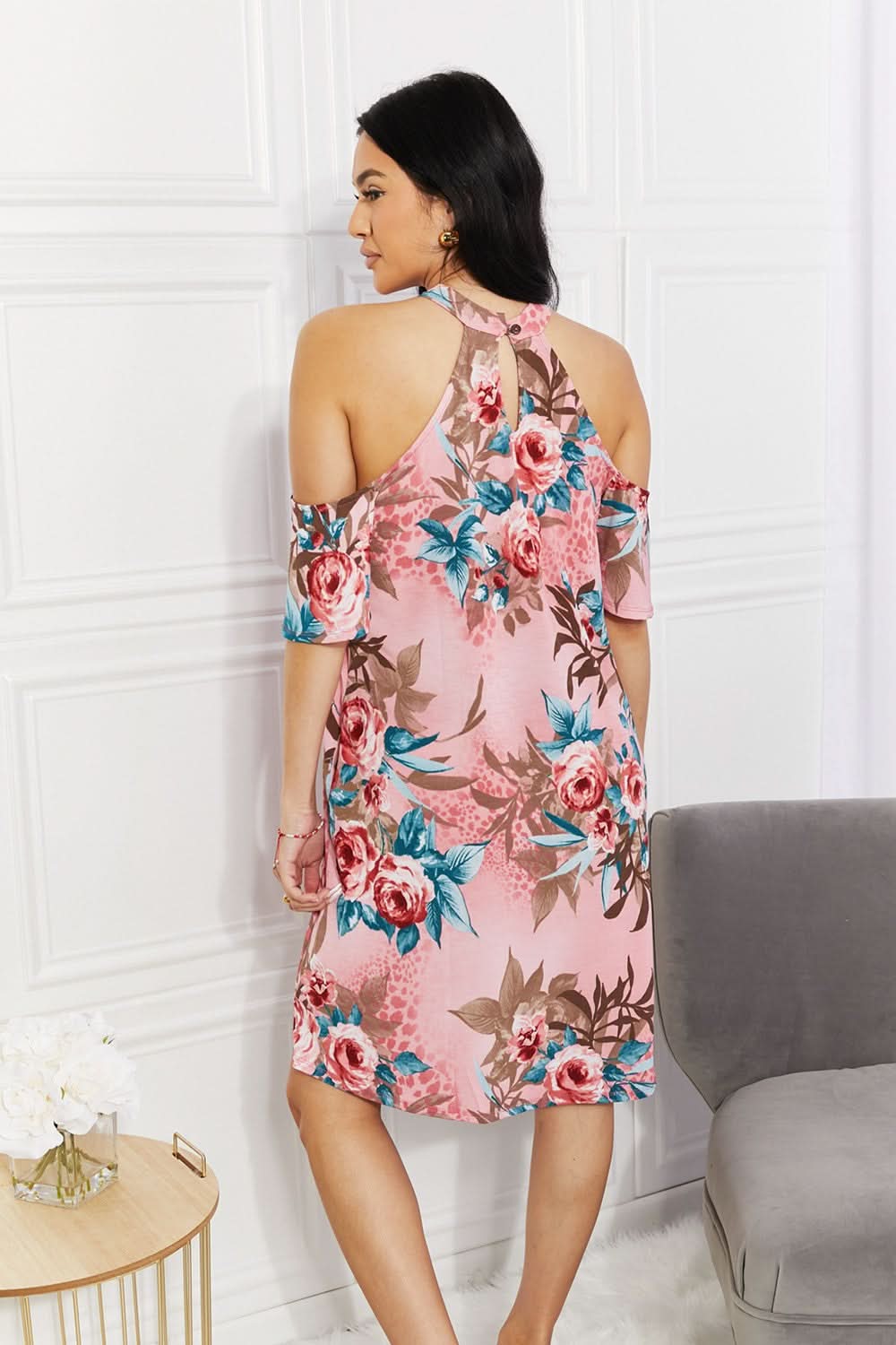 Sew In Love Full Size Fresh - Cut Flowers Cold - Shoulder Dress - ShalayeFashion