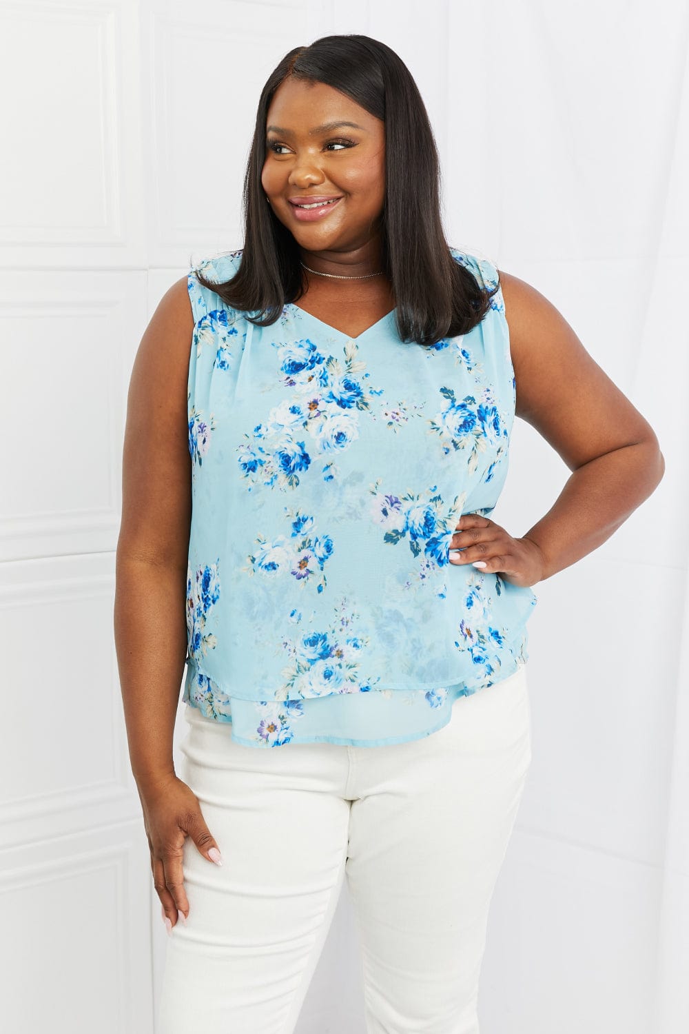 Sew In Love Off To Brunch Full Size Floral Tank Top - ShalayeFashion
