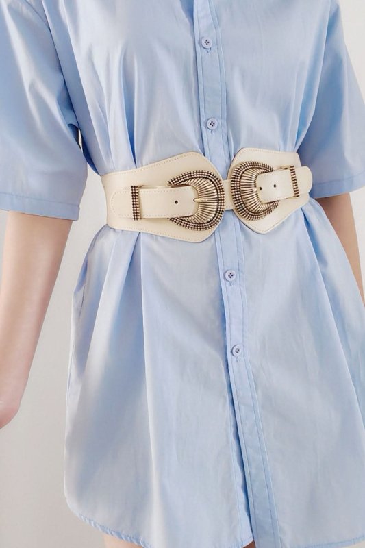 Shell Double Buckle Elastic Wide Belt - ShalayeFashion