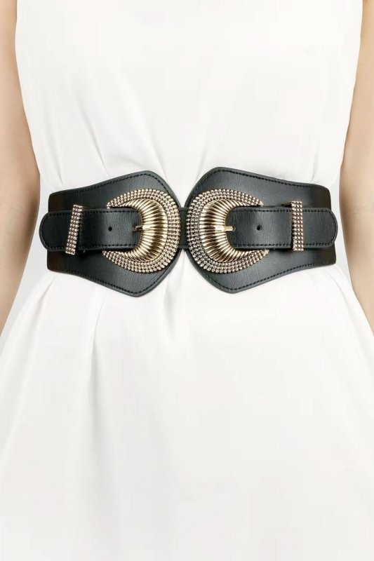 Shell Double Buckle Elastic Wide Belt - ShalayeFashion