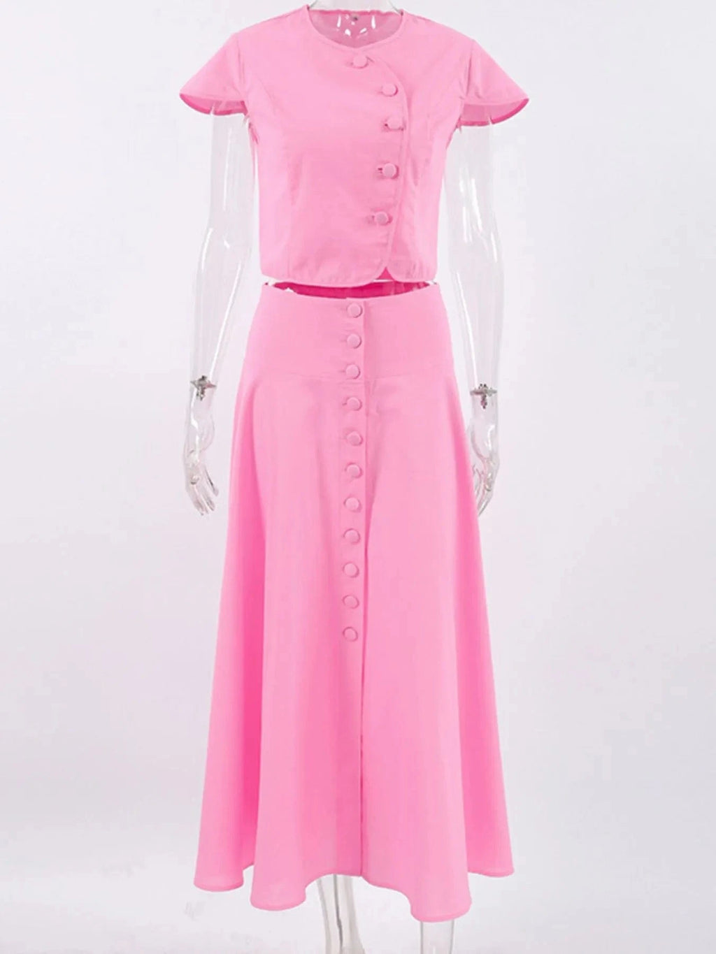 Short Sleeve Top and Skirt set - ShalayeFashion