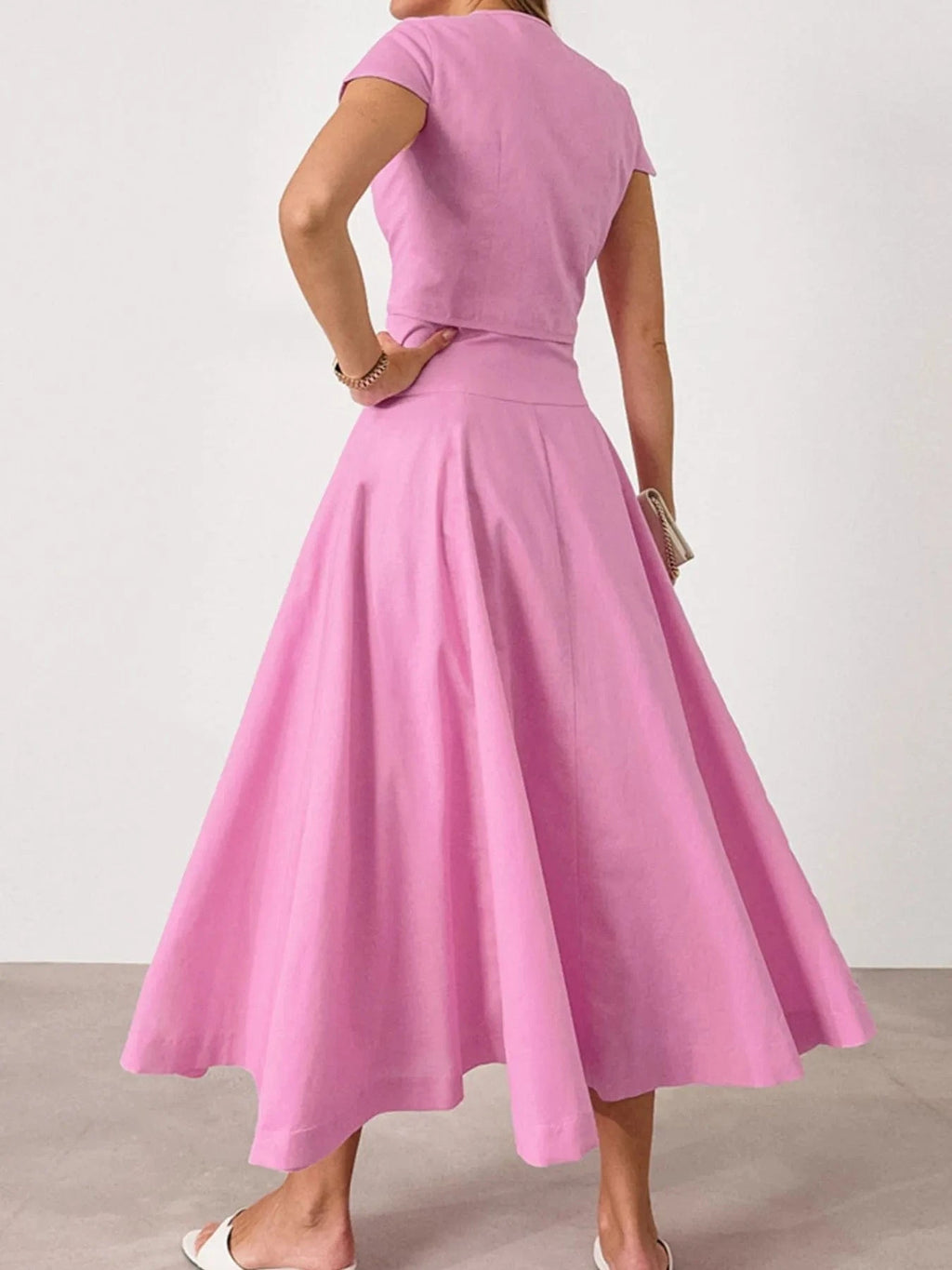 Short Sleeve Top and Skirt set - ShalayeFashion