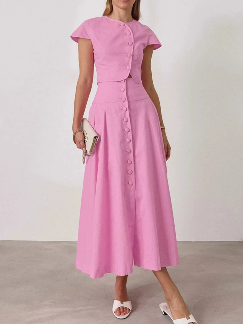 Short Sleeve Top and Skirt set - ShalayeFashion