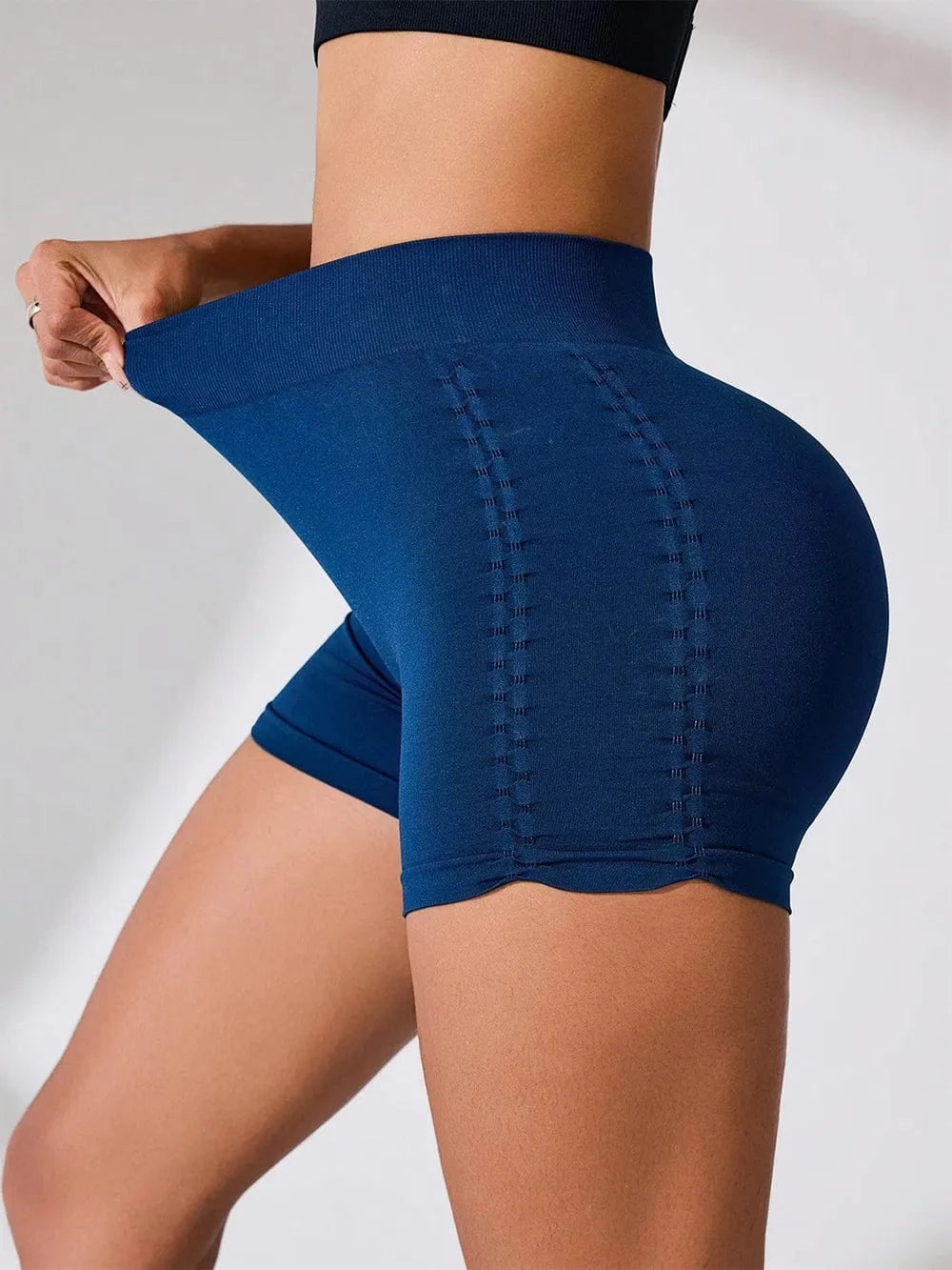 Side Ruched High Rise Active Shorts - ShalayeFashion