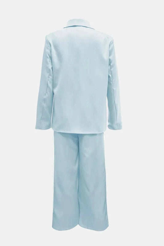 Side Striped Long Sleeve Blazer and Pants Set - ShalayeFashion