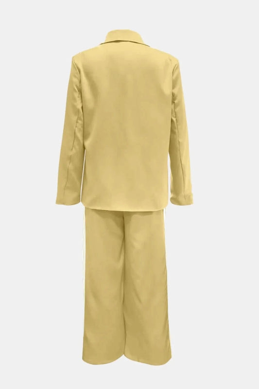Side Striped Long Sleeve Blazer and Pants Set - ShalayeFashion