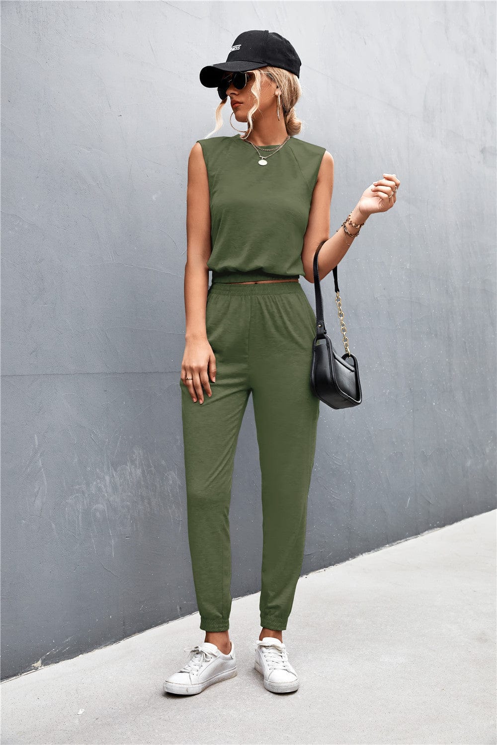 Sleeveless Top and Joggers Set - ShalayeFashion