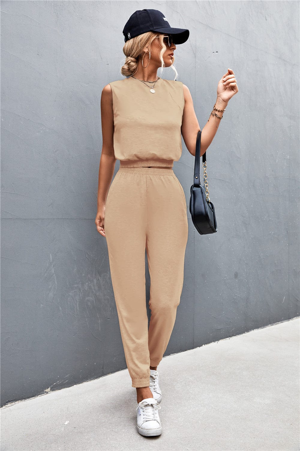 Sleeveless Top and Joggers Set - ShalayeFashion