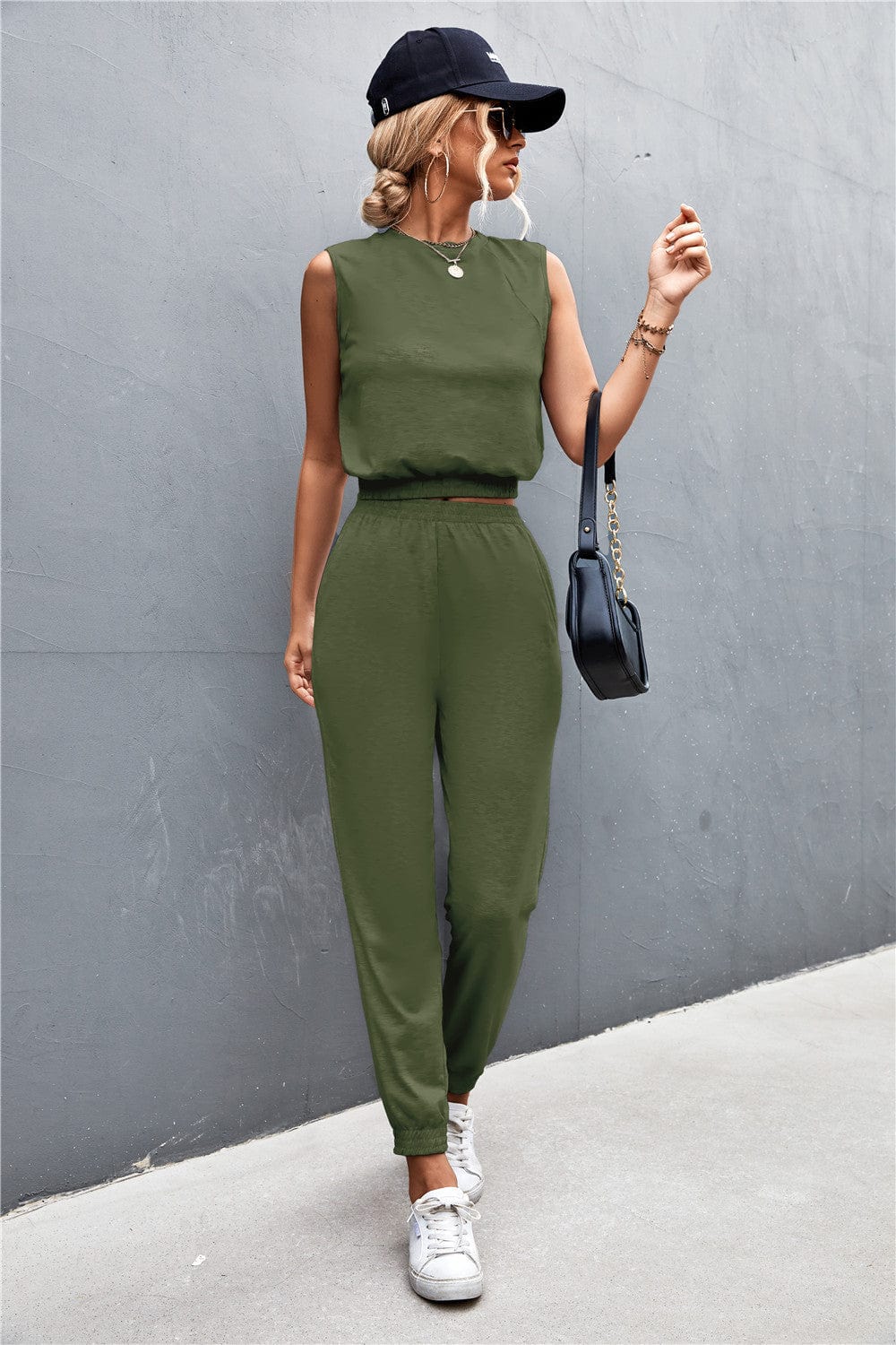 Sleeveless Top and Joggers Set - ShalayeFashion