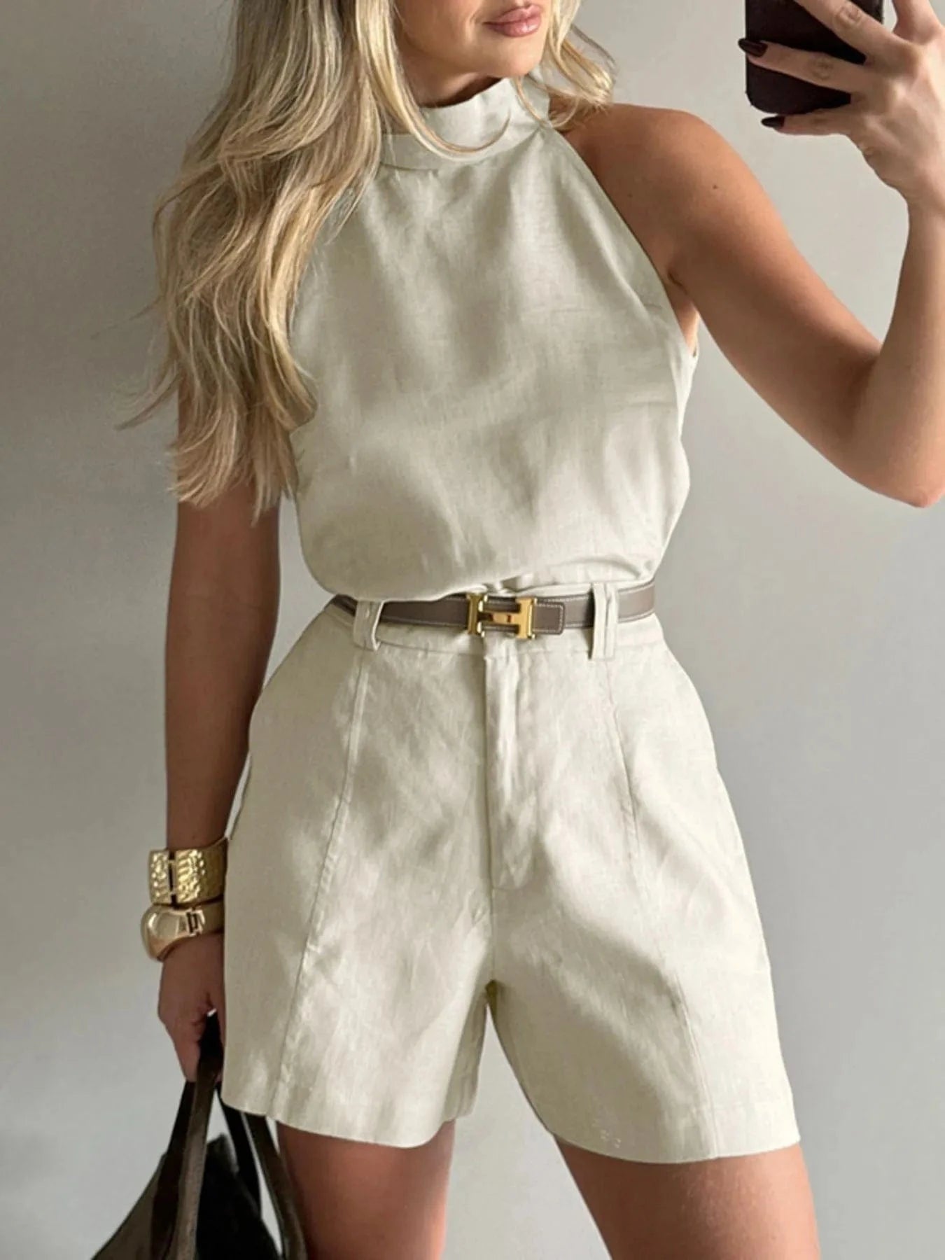 Sleeveless Top and Shorts Set - ShalayeFashion