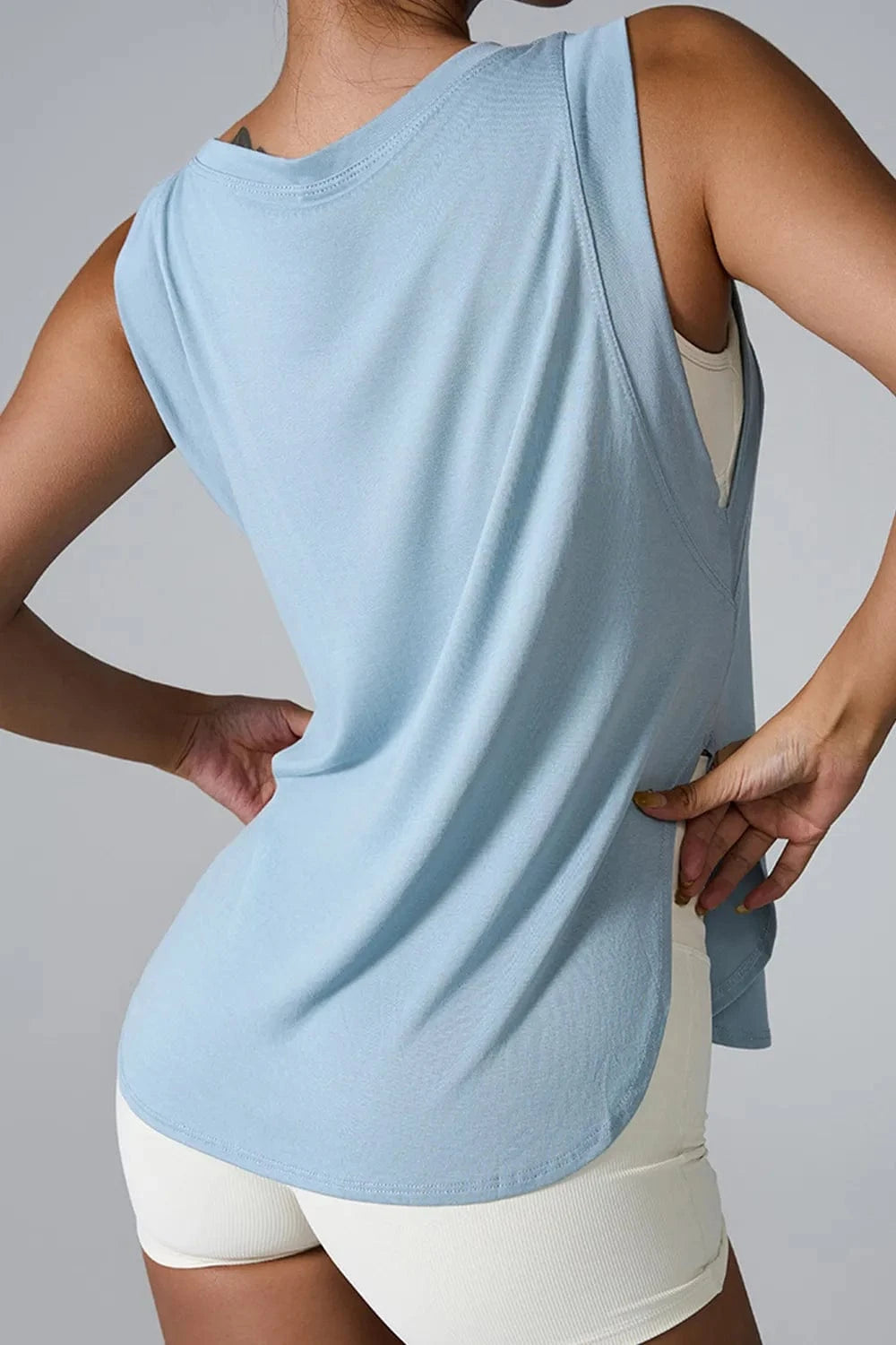 Slit Round Neck Active Tank - ShalayeFashion