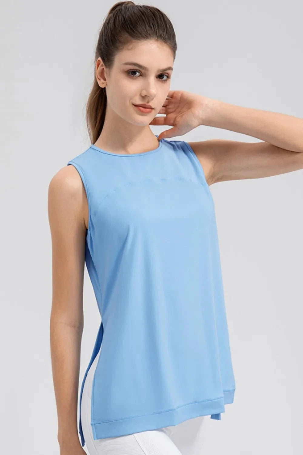 Slit Round Neck Tank - ShalayeFashion