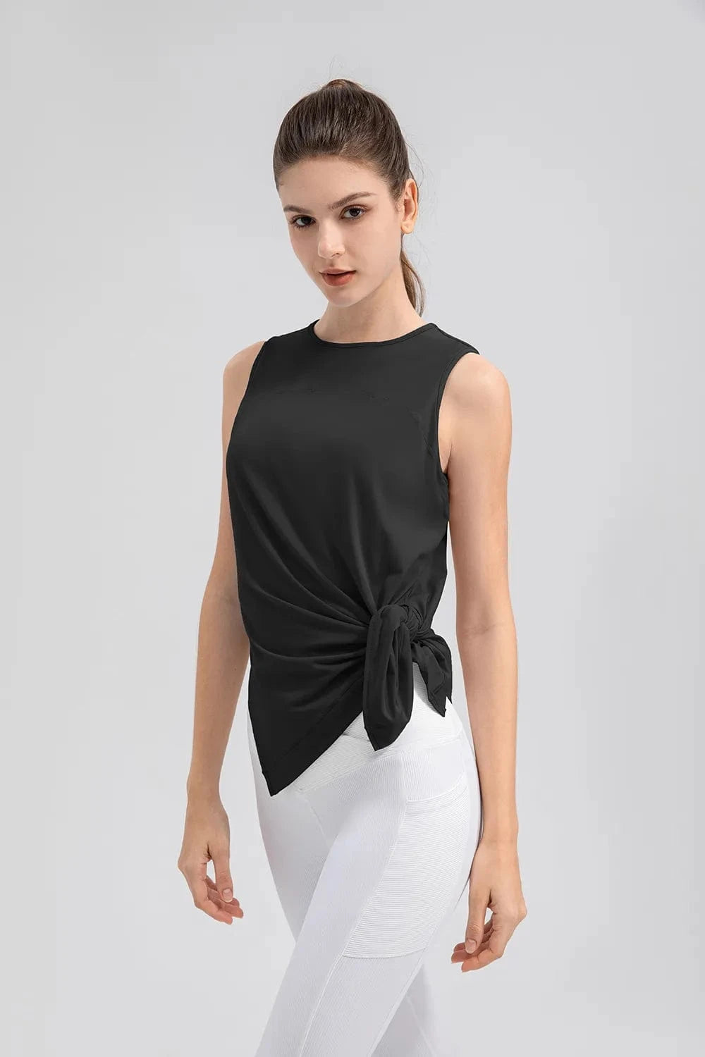 Slit Round Neck Tank - ShalayeFashion
