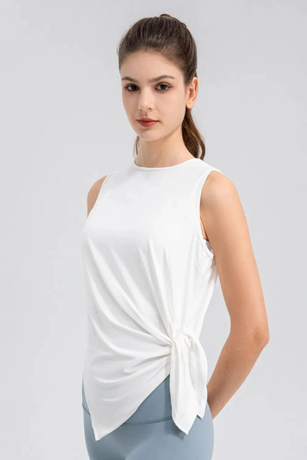 Slit Round Neck Tank - ShalayeFashion