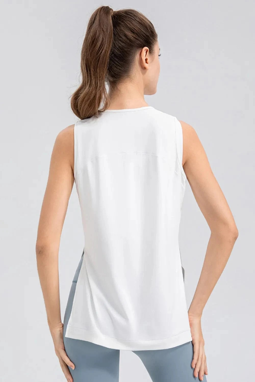 Slit Round Neck Tank - ShalayeFashion