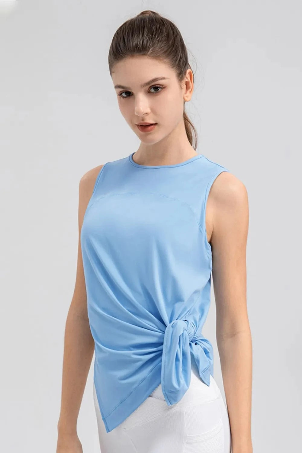 Slit Round Neck Tank - ShalayeFashion