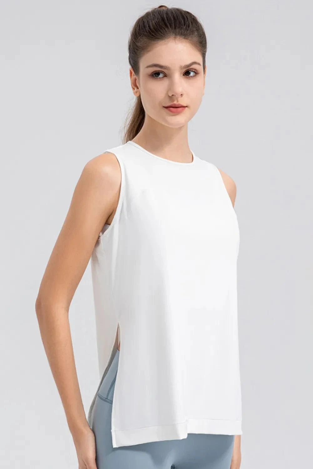 Slit Round Neck Tank - ShalayeFashion